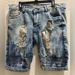 Trillnation Men’s Distressed/ripped denim shorts size 36